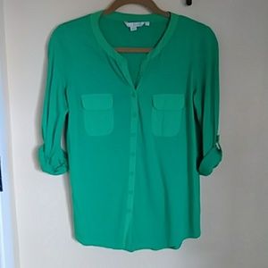 Kelly green roll sleeve top